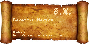 Beretzky Martos névjegykártya